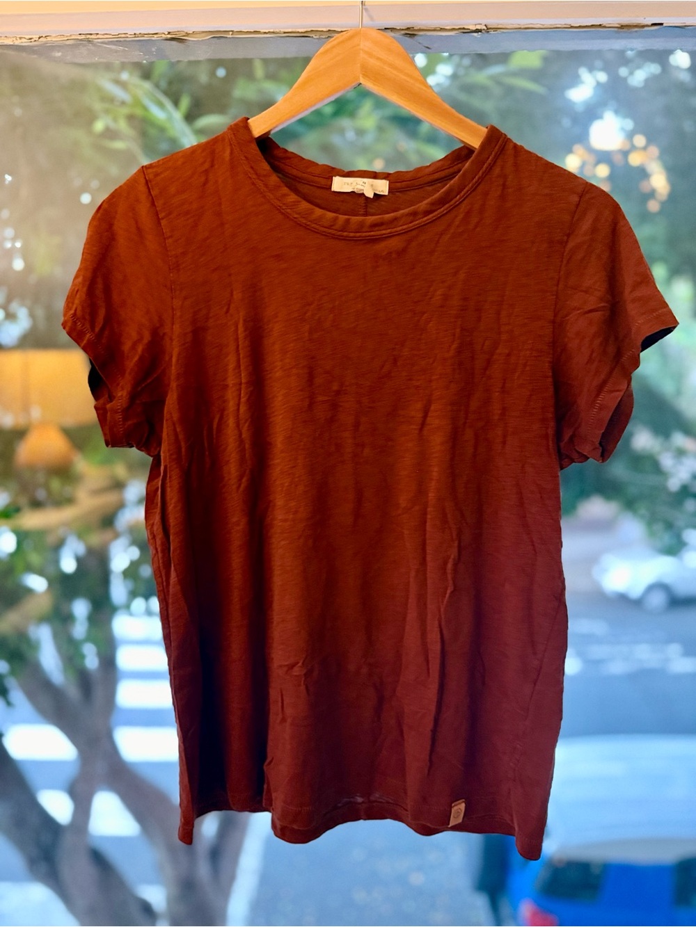rag & bone Short-Sleeve Crew Tee in Rust Brown